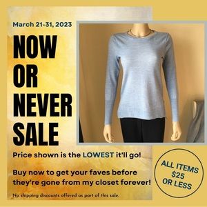 BADGLEY MISCHKA Blue Long-sleeve Merino Sweater, Small